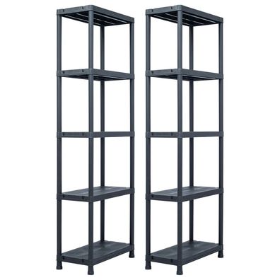 vidaXL Lagerregale 2 Stk. Schwarz 125 kg 60 x 30 x 180 cm Kunststoff