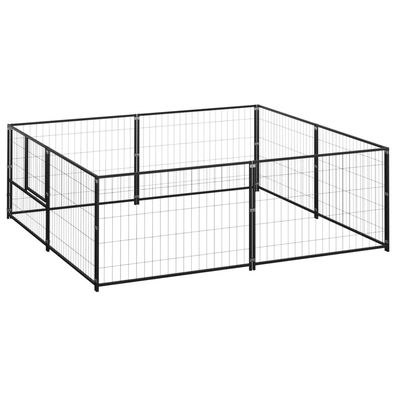 vidaXL Hundezwinger Schwarz 4 m² Stahl
