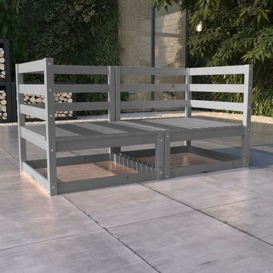 vidaXL Gartensofa 2-Sitzer Grau Massivholz Kiefer