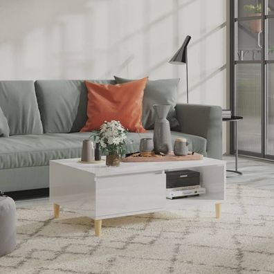 vidaXL Couchtisch Hochglanz-Weiß 90x60x35 cm Holzwerkstoff