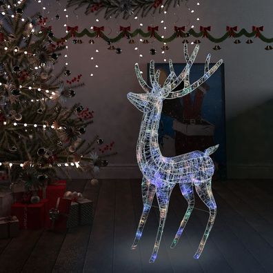 vidaXL LED-Rentier XXL Acryl Weihnachtsdeko 250 LED 180 cm Mehrfarbig
