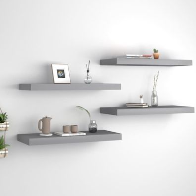 vidaXL Schweberegale 4 Stk. Grau 60x23,5x3,8cm MDF