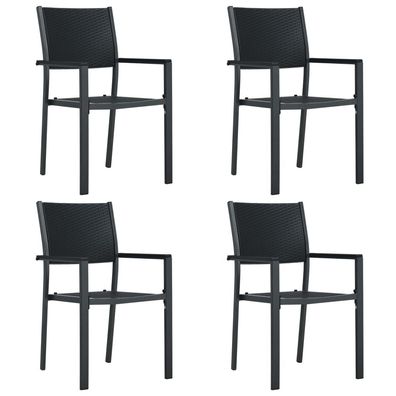 vidaXL Gartenstühle 4 Stk. Schwarz Kunststoff Rattan-Optik