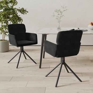 vidaXL Esszimmerstühle 2 Stk. Drehbar Schwarz Samt