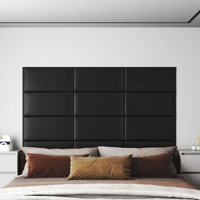 vidaXL Wandpaneele 12 Stk. Schwarz 60x30 cm Kunstleder 2,16 m