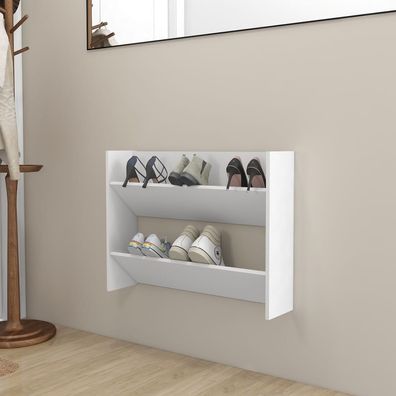 vidaXL Wand-Schuhschrank Weiß 80x18x60 cm Holzwerkstoff