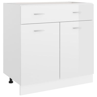 vidaXL Schubunterschrank Hochglanz-Weiß 80x46x81,5 cm Holzwerkstoff