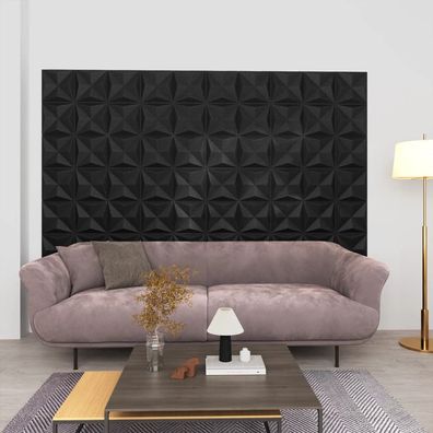 vidaXL 3D-Wandpaneele 24 Stk. 50x50 cm Origami Schwarz 6 m²