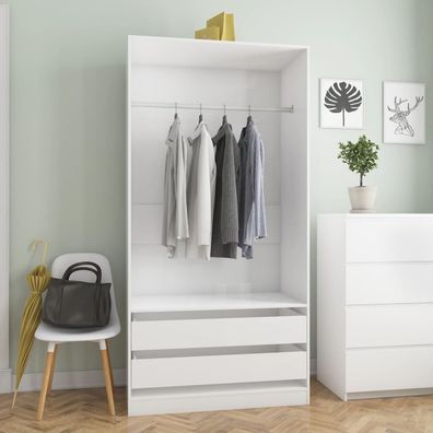 vidaXL Kleiderschrank Hochglanz-Weiß 100x50x200 cm Holzwerkstoff