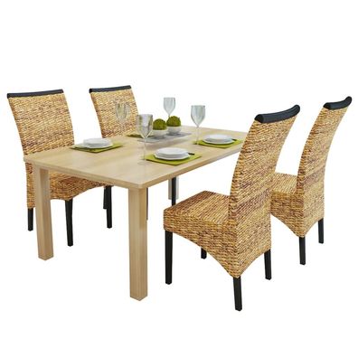 vidaXL Esszimmerstühle 4 Stk. Abaca und Mango Massivholz