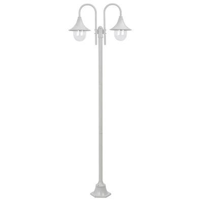 vidaXL Garten-Pollerleuchte E27 220 cm Aluminium 2-Laterne Weiß