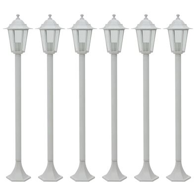 vidaXL Garten-Pollerleuchte 6 Stk. E27 110 cm Aluminium Weiß