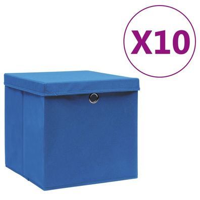 vidaXL Aufbewahrungsboxen mit Deckeln 10 Stk. 28x28x28 cm Blau