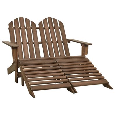 vidaXL Adirondack-Gartenbank 2-Sitzer mit Fußteil Tannenholz Braun