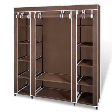 vidaXL Stoffschrank mit Fächern und Stangen 45×150×176 cm Braun