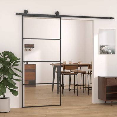 vidaXL Schiebetür Aluminium und ESG Glas 90x205 cm Schwarz