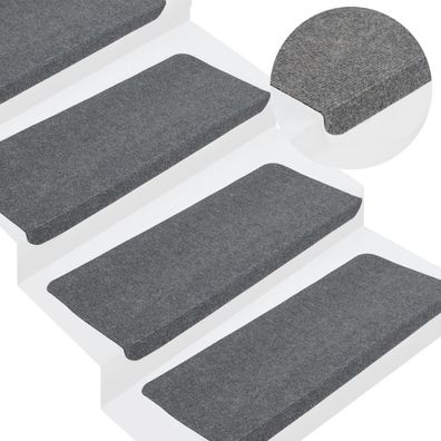 vidaXL Stufenmatten Selbstklebend 15 Stk. 65x24,5x3,5 cm Grau