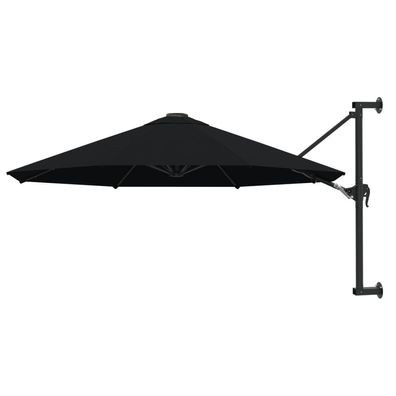 vidaXL Sonnenschirm zur Wandmontage mit Metall-Mast 300 cm Schwarz