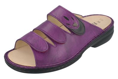 FINN Comfort Kos Damen Pantolette lila grape schwarz Nube NappaSeda Glattleder