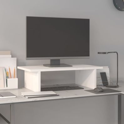 vidaXL Monitorständer Weiß 50x27x15 cm Massivholz Kiefer