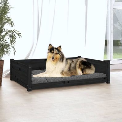 vidaXL Hundebett Schwarz 95,5x65,5x28 cm Massivholz Kiefer