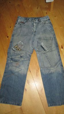 Gebraucht BLAUE JEANS MIT PRINT IN GR.152 Gebraucht