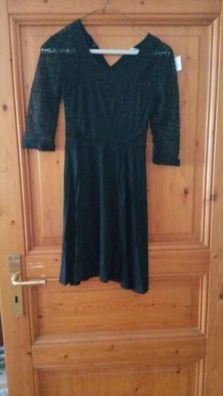 NEU Schwarz KLEID MIT SPITZE IN GR.34 Neuware