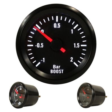 Youngtimer ZusatzInstrument Turbo, Ladedruck LED Anzeige Instrument 52mm Schwarz