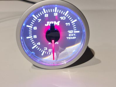 Abgastemperatur Zusatzinstrument weiß LED Anzeige, Instrument 52mm + Sensor