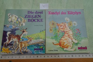 2x Carlsen Mini Wunderbücher Die 3 Ziegenböcke Kuschel das Kätzchen 1983 EA