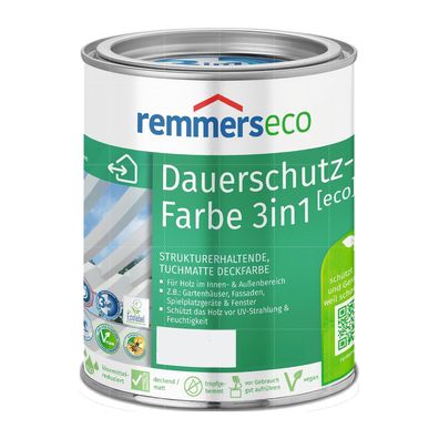 Remmers ECO Dauerschutz-Farbe 3in1 Deckfarbe Holzfarbe Holzschutz Ölfarbe 5L WEISS