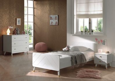 Set BILY Einzelbett mit Nachtkonsole und Kommode MDF Weiß