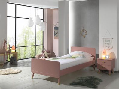 Set BILY Einzelbett mit Nachtkonsole MDF Rosa