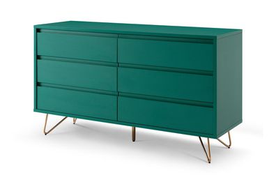 Schubladenkommode Kommode mit 6 Schubladen 120x40x70 cm MDF und Metall