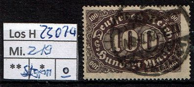 Los H23074: Deutsches Reich Mi. 219, gest., gepr. INFLA