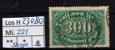 Los H23080: Deutsches Reich Mi. 221, gest., gepr. INFLA