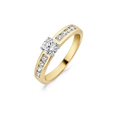 Ring 54 - Gelbgold 585 14K - Memoire - Zirkonia