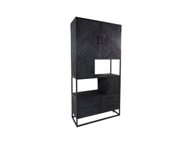 Wandschrank Schrank Verona 100x200 Mango / Eisen Schwarz