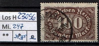 Los H23096: Deutsches Reich Mi. 247, gest., gepr. INFLA