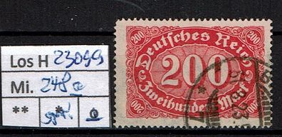 Los H23099: Deutsches Reich Mi. 248 a, gest., gepr. INFLA