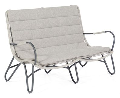 Charite Lounge-Sofa Aluminium und Polyrope Silbergrau mit Kissen