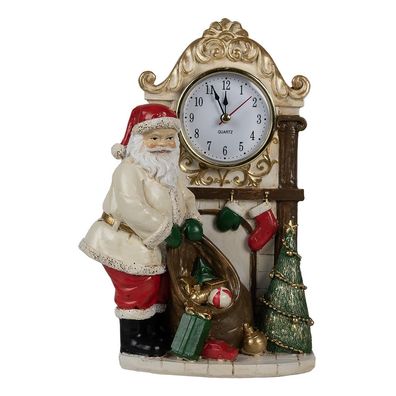 Clayre & Eef Tischuhr 15x7x22 cm Beige Polyresin Weihnachtsmann (Gr. 15x7x22 cm)