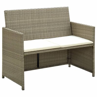 2-Sitzer-Gartensofa aus Polyrattan mit Beigen Polstern