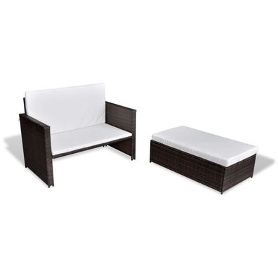 Gartensofa aus Polyrattan in Braun 123 x 66 x 117 cm