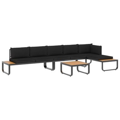 4-teiliges Garten-Ecksofa-Set aus Aluminium Braun