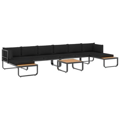 5-teiliges Garten-Ecksofa-Set aus Aluminium Braun