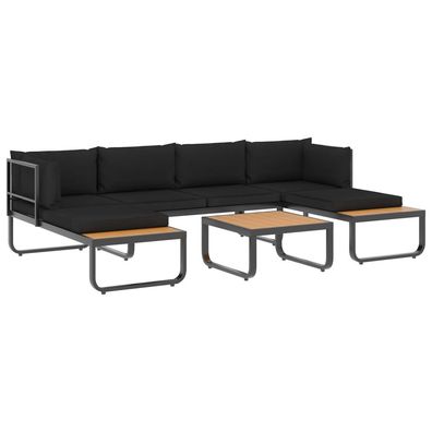 4-teiliges Garten-Ecksofa-Set aus Aluminium Grau