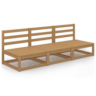 3-Sitzer Gartensofa aus Honigbraunem Kiefernholz 70 x 67 x 70 cm