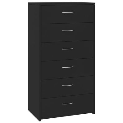 Sideboard aus Spanplatte mit 6 Schubladen 50 x 96 x 34 cm Schwarz