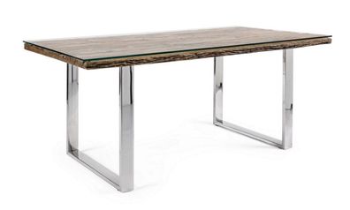 Esstisch Stanton 180x90 Recyceltes Altholz Glas